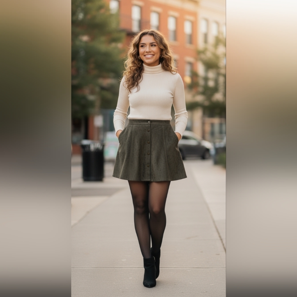 Design Lab Lord and Taylor Olive Green Skirt